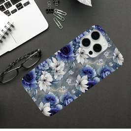 Funda Para iPhone 15 Pro Max Elegantes rosas y azules y lirios