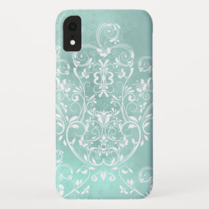 Funda Para iPhone XR Elegantes Swirls Verde azuladas