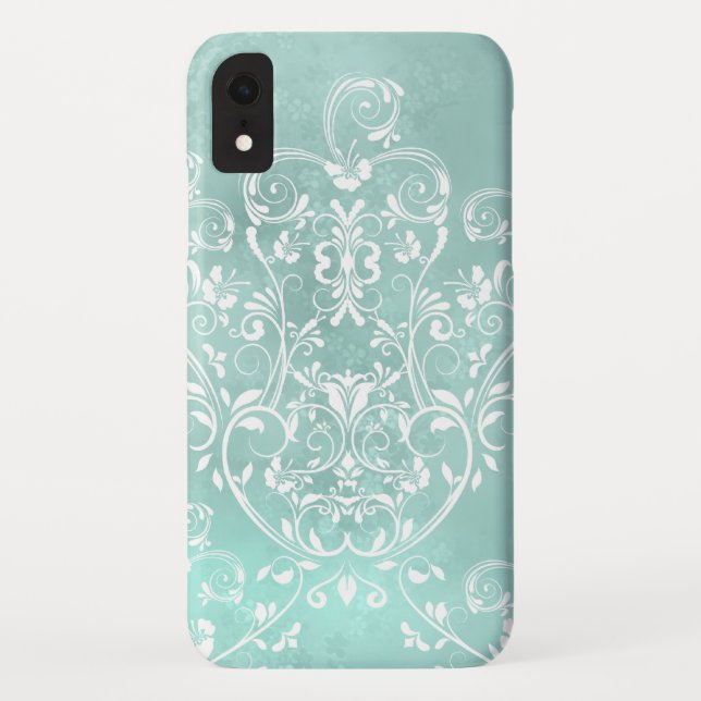 Funda De Case-Mate Para iPhone Elegantes Swirls Verde azuladas (Reverso)