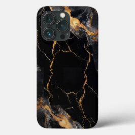 Funda Para iPhone 13 Pro Elegantes venas doradas de mármol negro