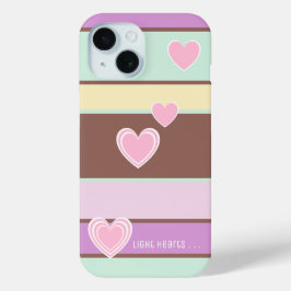 Funda Para iPhone 15 Elegantes y personalizadas rayas pasteles, corazon