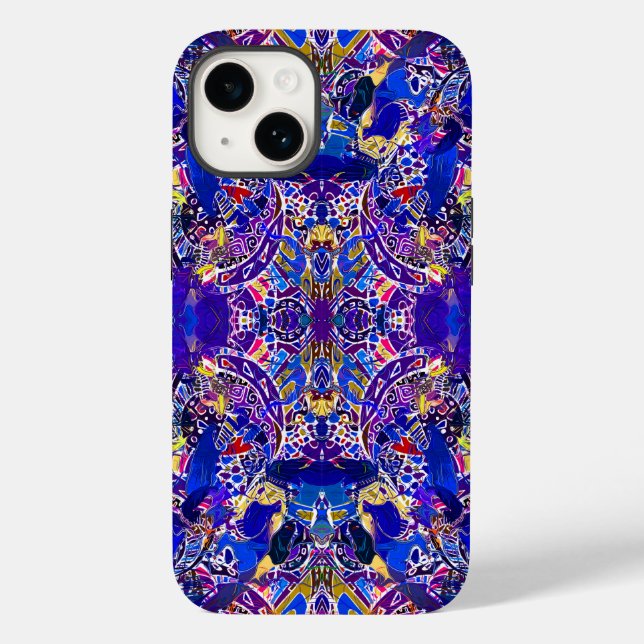 Funda De Case-Mate Para iPhone Elementos abstractos azules lindos (Reverso )