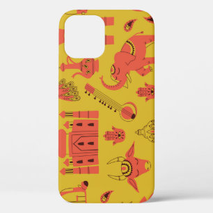 Funda Para iPhone 12 Elementos indios, cosecha cosecha a mano.