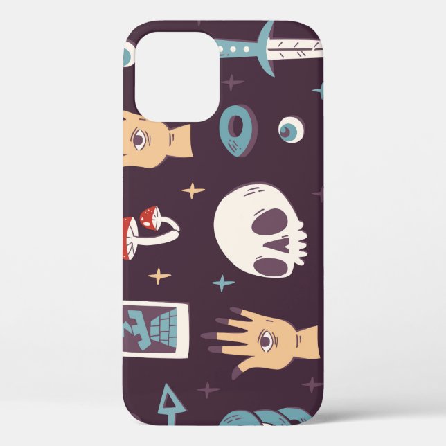 Funda De Case-Mate Para iPhone Elementos mágicos: cráneo, tarot sin costuras (Reverso )