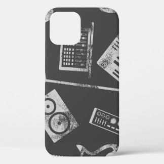 Funda Para iPhone 12 Elementos musicales: fondo inmaculado vintage.