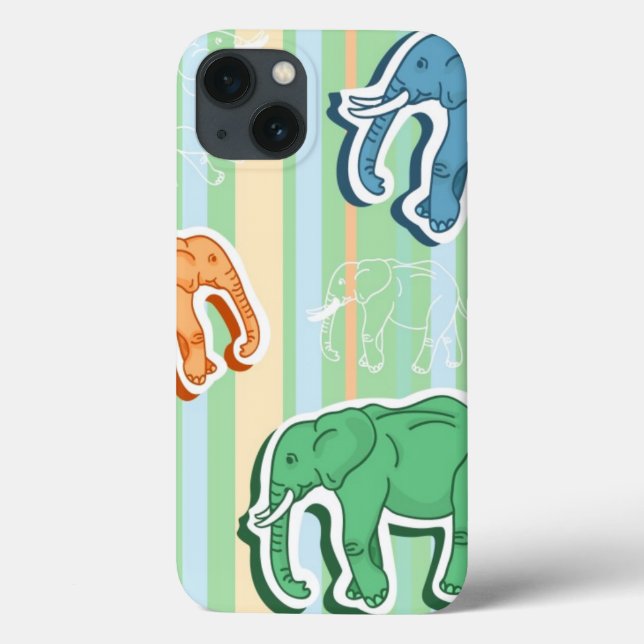 Funda De Case-Mate Para iPhone Elephant Pattern On Green Stripes (Reverso)