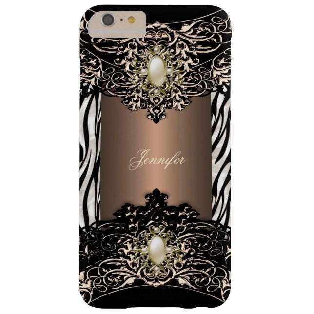 Funda De Case-Mate Para iPhone Elite café Zebra Black Pearl Brown 3 (Reverso)