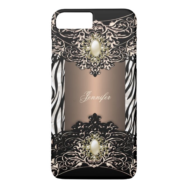 Funda De Case-Mate Para iPhone Elite café Zebra Black Pearl Brown 3 (Reverso)