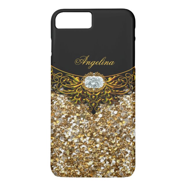 Funda De Case-Mate Para iPhone Elite Regal Gold Black Diamond Jewel (Reverso)