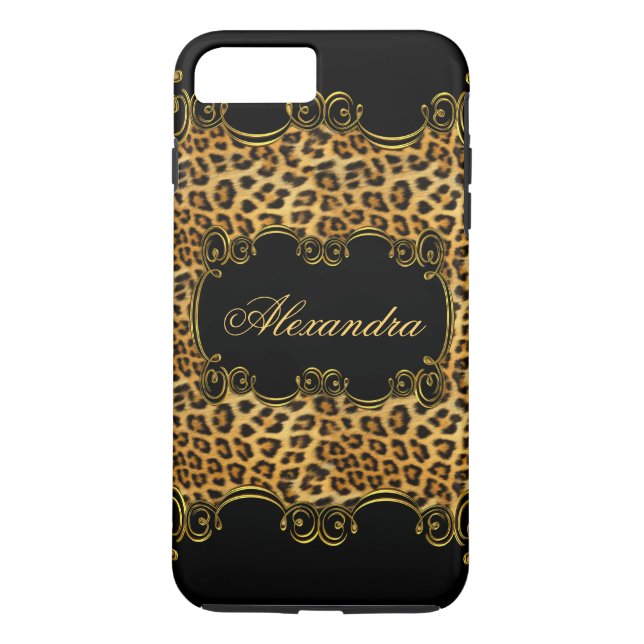 Funda De Case-Mate Para iPhone Elite Regal Leopard Gold Black print 2 (Reverso)