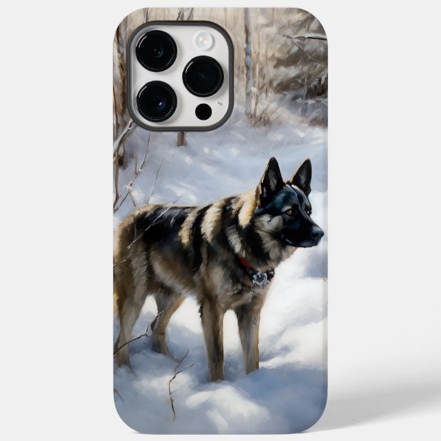 Funda De Case-Mate Para iPhone Elkhound noruego deja que nieve Navidades (Reverso )