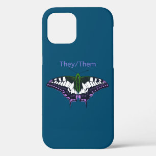 Funda Para iPhone 12 Pro Ellas/ellas Orgullo no binario Mariposa Trasera