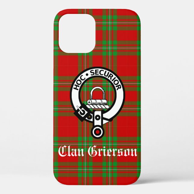 Funda De Case-Mate Para iPhone Emblema de Clan Grierson y Tartán (Reverso )