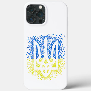 Funda Para iPhone 13 Pro Max Emblema ucraniano trident tryzub esparce corazones