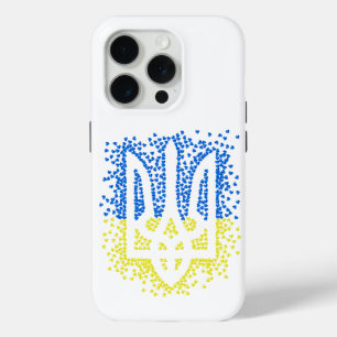Funda Para iPhone 15 Pro Emblema ucraniano trident tryzub esparce corazones