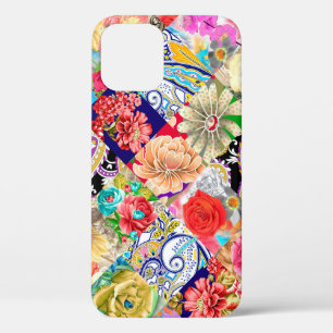 Funda Para iPhone 12 Embroiderado patrón sin fisuras con hermosas flore