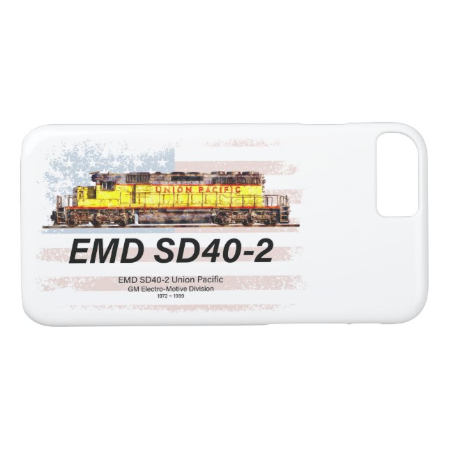 Funda De Case-Mate Para iPhone EMD SD40-2 Locomotora Diesel. Bandera estadouniden (Reverso (horizontal))
