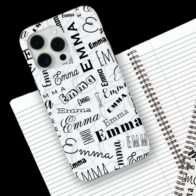 Funda De Case-Mate Para iPhone Emma Nombre personalizado blanco negro (Subido por el creador)