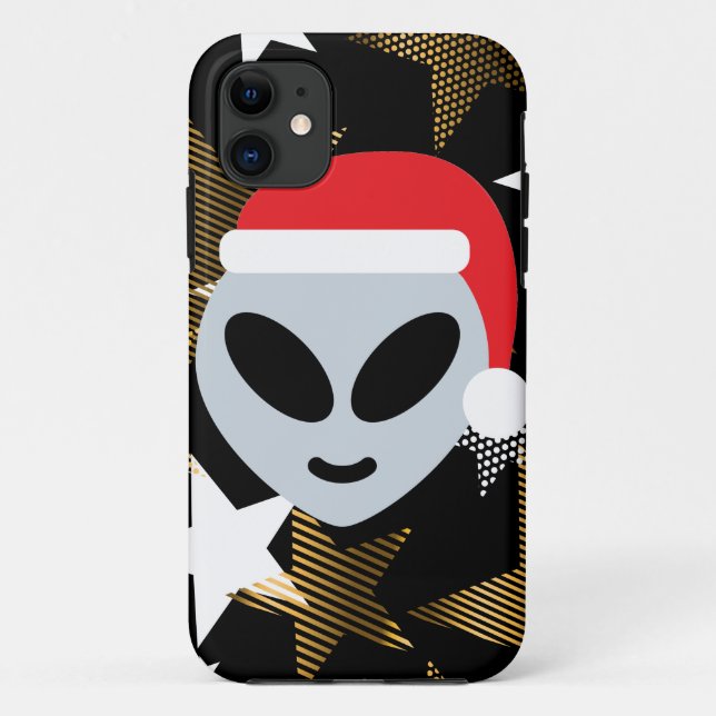 Funda De Case-Mate Para iPhone emoji alienígena de santa (Reverso)