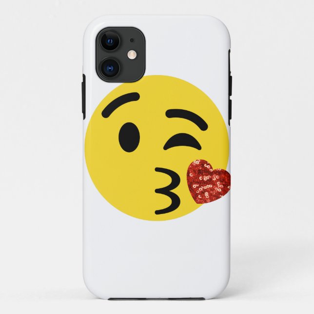 Funda De Case-Mate Para iPhone emoji de beso purpurina (Reverso)