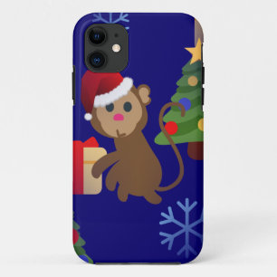 Funda Para iPhone 11 emoji de monos navidades santa
