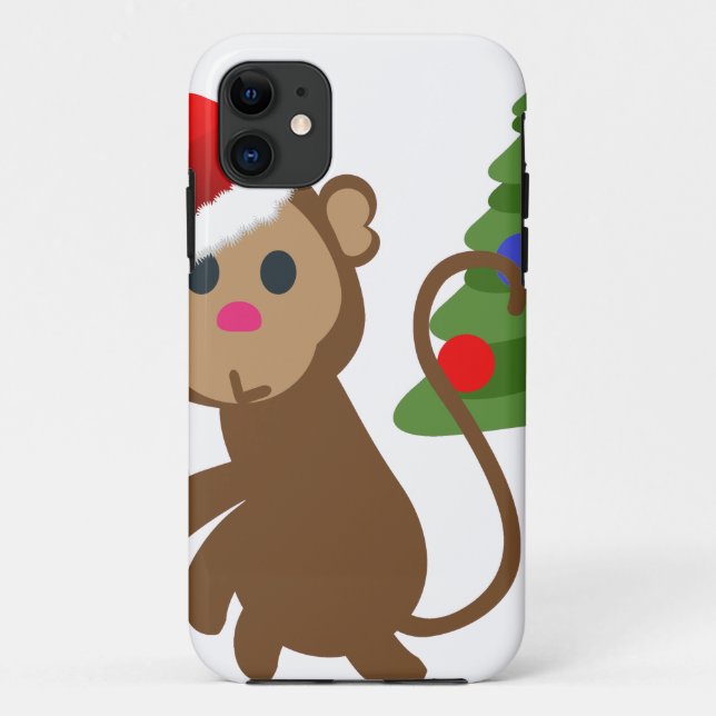 Funda De Case-Mate Para iPhone emoji de monos santa claus (Reverso)