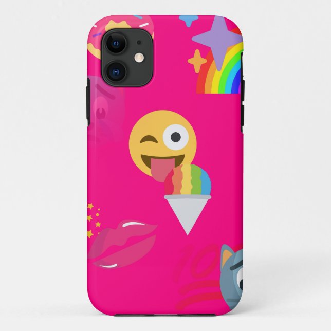 Funda De Case-Mate Para iPhone emoji rosa caliente (Reverso)