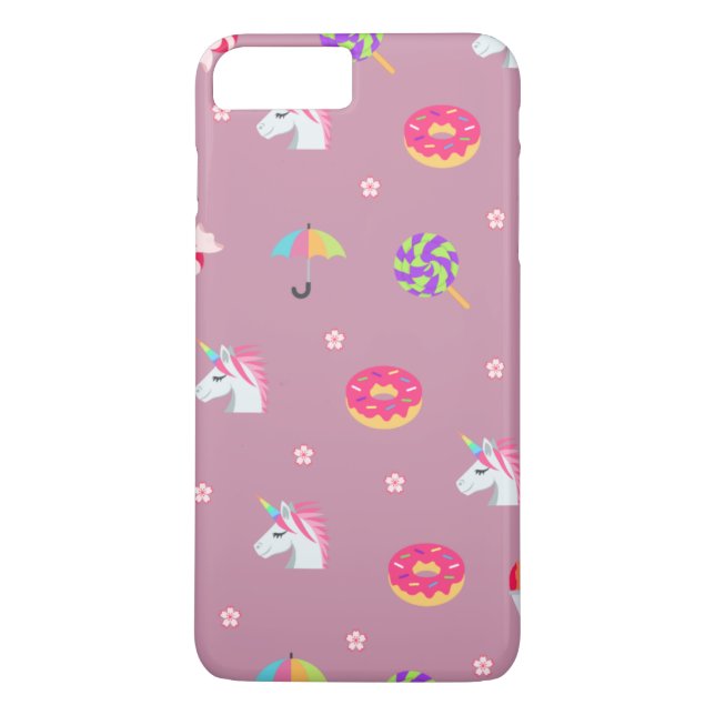 Funda De Case-Mate Para iPhone emoji rosa lindo unicornios caramelos flores lolli (Reverso)