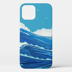 Funda Para iPhone 12 En el océano. Las grandes olas del mar y el azul