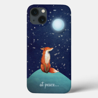 Funda Para iPhone 13 en paz ~ Encantador Fox Sitting Under a Luna