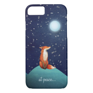 Funda Para iPhone 8/7 en paz ~ Encantador Fox Sitting Under a Luna