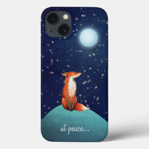 Funda Para iPhone 13 en paz ~ Encantador Fox Sitting Under the Full Moo
