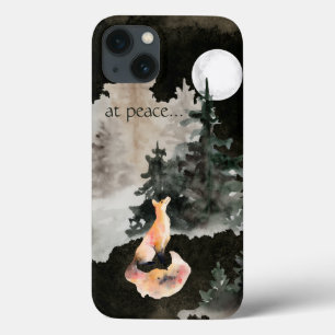 Funda Para iPhone 13 en paz ~ Fox y Full Moon Woodland