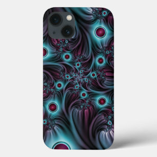 Funda Para iPhone 13 En profundidad Arte fractal rosa azul abstracto ab
