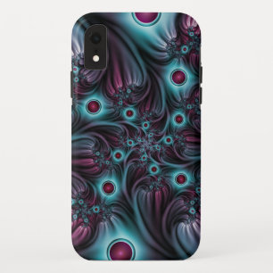 Funda Para iPhone XR En profundidad Arte fractal rosa azul abstracto ab