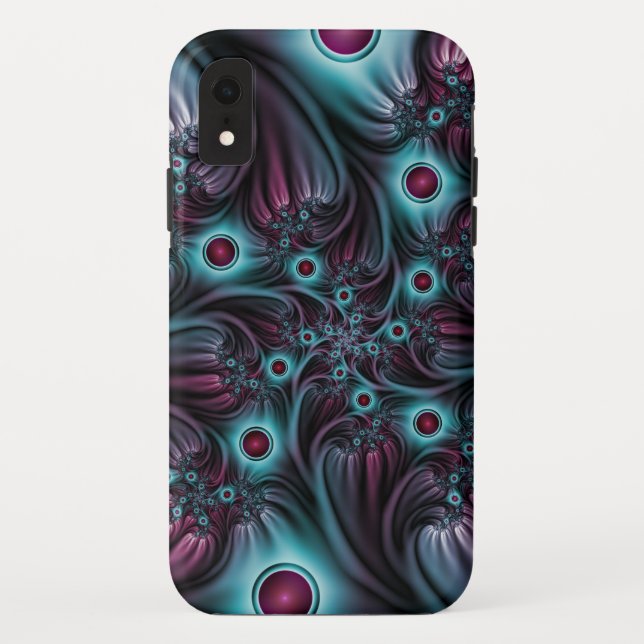 Funda De Case-Mate Para iPhone En profundidad Arte fractal rosa azul abstracto ab (Reverso)
