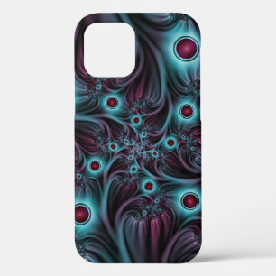 Funda Para iPhone 12 En profundidad Arte fractal rosa azul abstracto ab