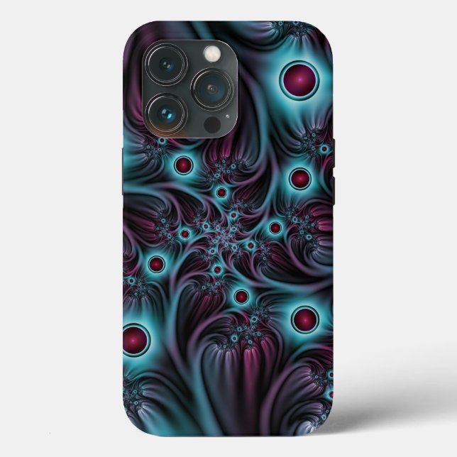 Funda De Case-Mate Para iPhone En profundidad Arte fractal rosa azul abstracto ab (Reverso )
