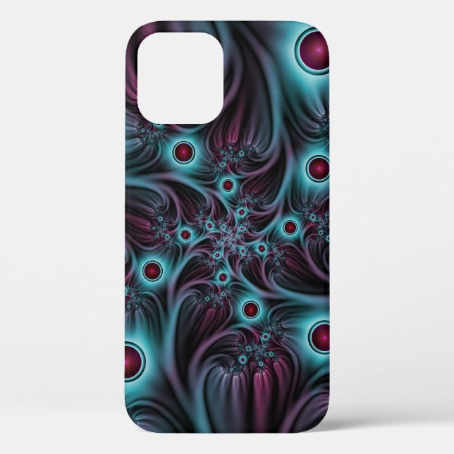 Funda De Case-Mate Para iPhone En profundidad Arte fractal rosa azul abstracto ab (Reverso )