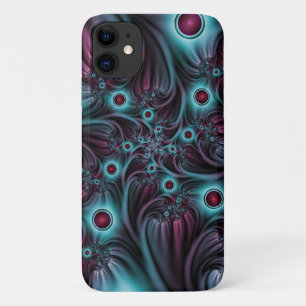 Funda Para iPhone 11 En profundidad Arte fractal rosa azul abstracto ab
