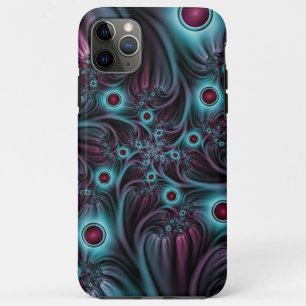 Funda Para iPhone 11 Pro Max En profundidad Arte fractal rosa azul abstracto ab