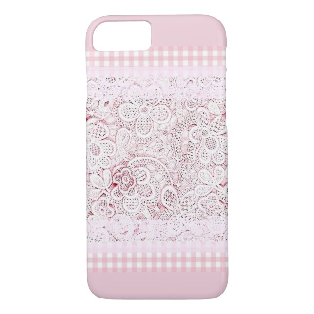 Funda De Case-Mate Para iPhone En rosa y encaje (Reverso)