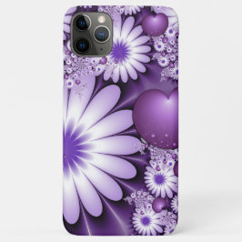 Funda Para iPhone 11 Pro Max Enamorándose Flores Abstractas y Corazones Fractal