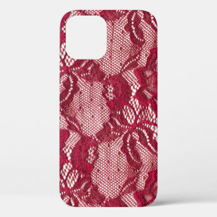 Funda Para iPhone 12 Encaje rojo: tela de jacquard elástica.
