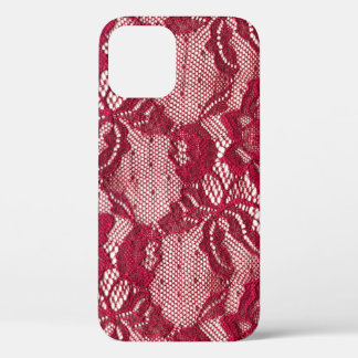 Funda Para iPhone 12 Encaje rojo: tela de jacquard elástica.