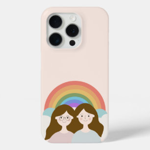Funda Para iPhone 15 Pro Encantador estuche para iPhone con gemelos Rainbow