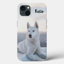 Funda Para iPhone 13 Encantador y personalizado perro de Husky blanco e