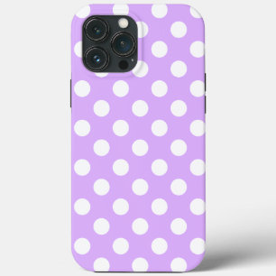 Funda Para iPhone 13 Pro Max Encantadora Lavanda Y Bonitos Puntos De Polka Blan