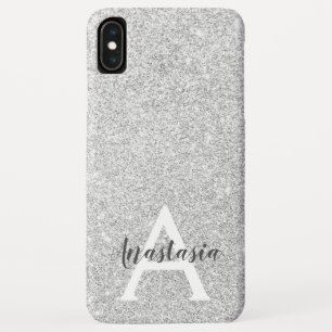 Funda Para iPhone XS Max Encanto Femenino Monograma con Brillo de Plata