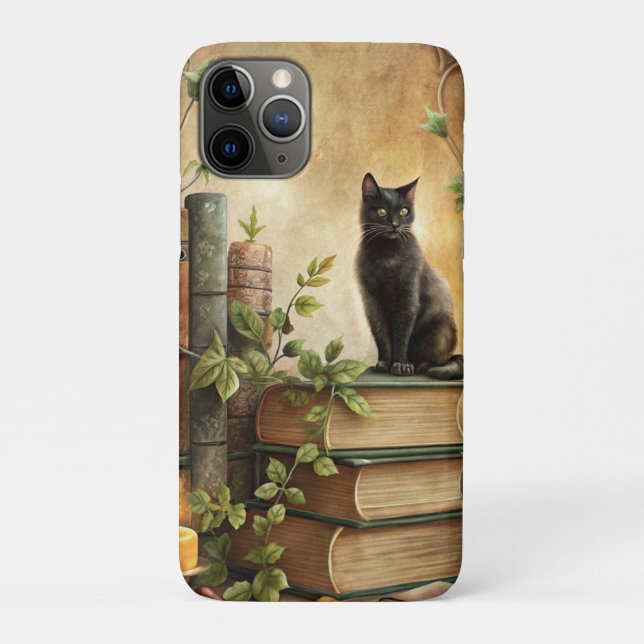 Funda De Case-Mate Para iPhone Enchanted Black Cat Library (Reverso)